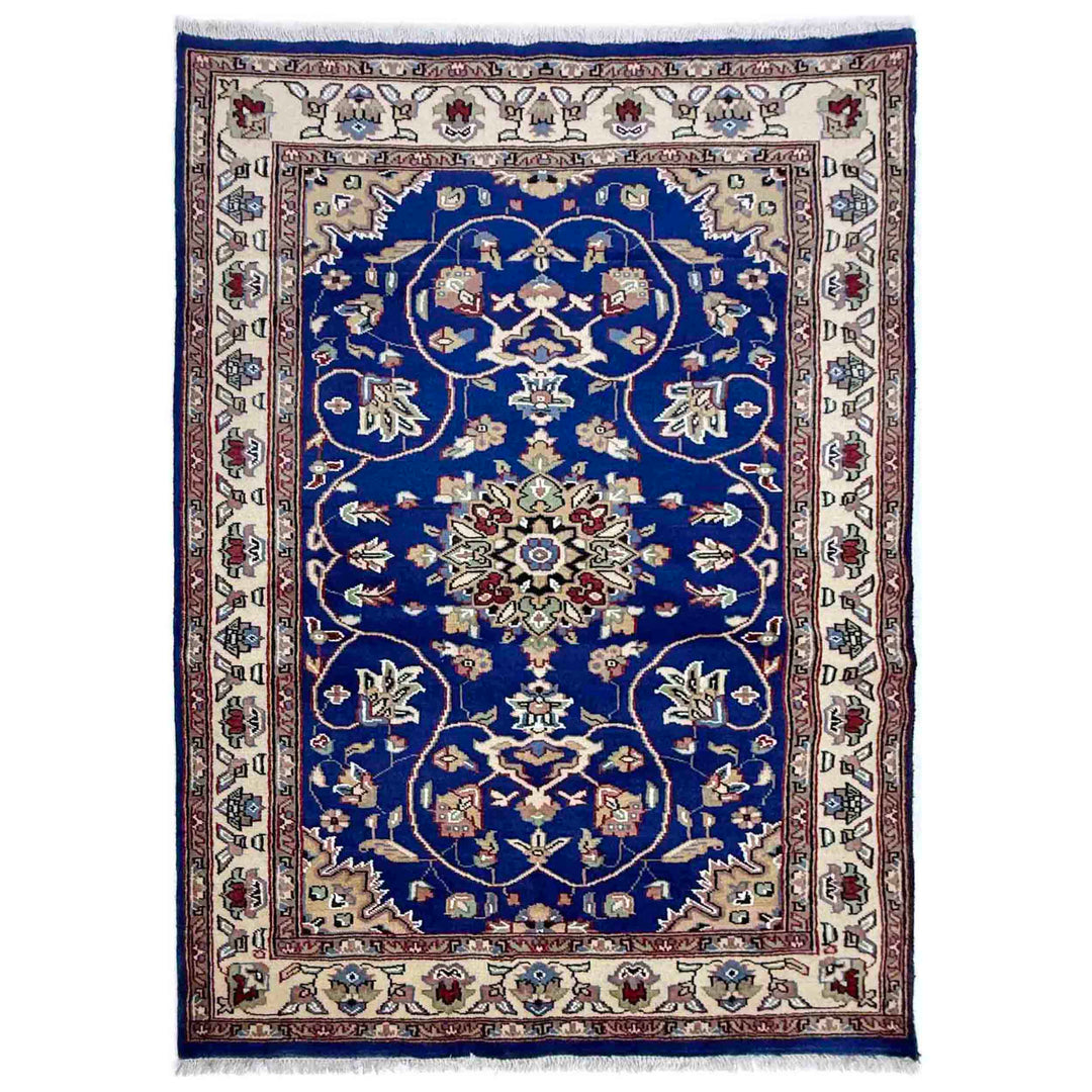 Blue Pakistani Jaldar Rug 4' 2" x 6' 1" Hand-Knotted