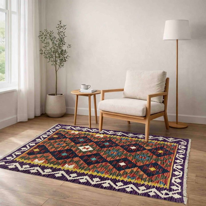 Handmade Turkish Design Wool Kilim 2' 7" x 4' 0" - No. AL164278
