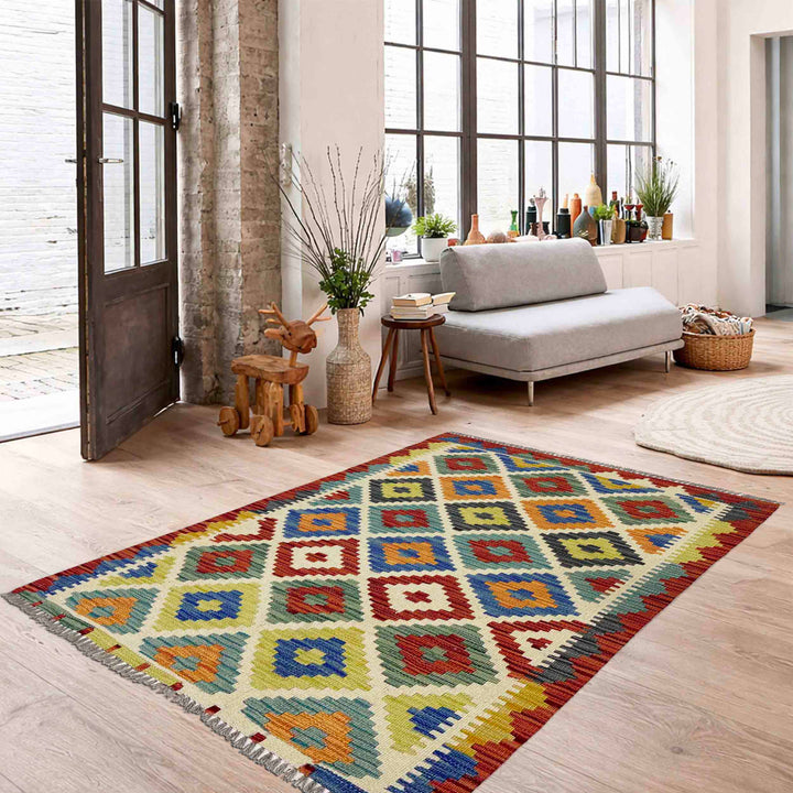 Afghan Kilim Rug 2' 10" x 3' 10" Flat-Weave | No. AL24998