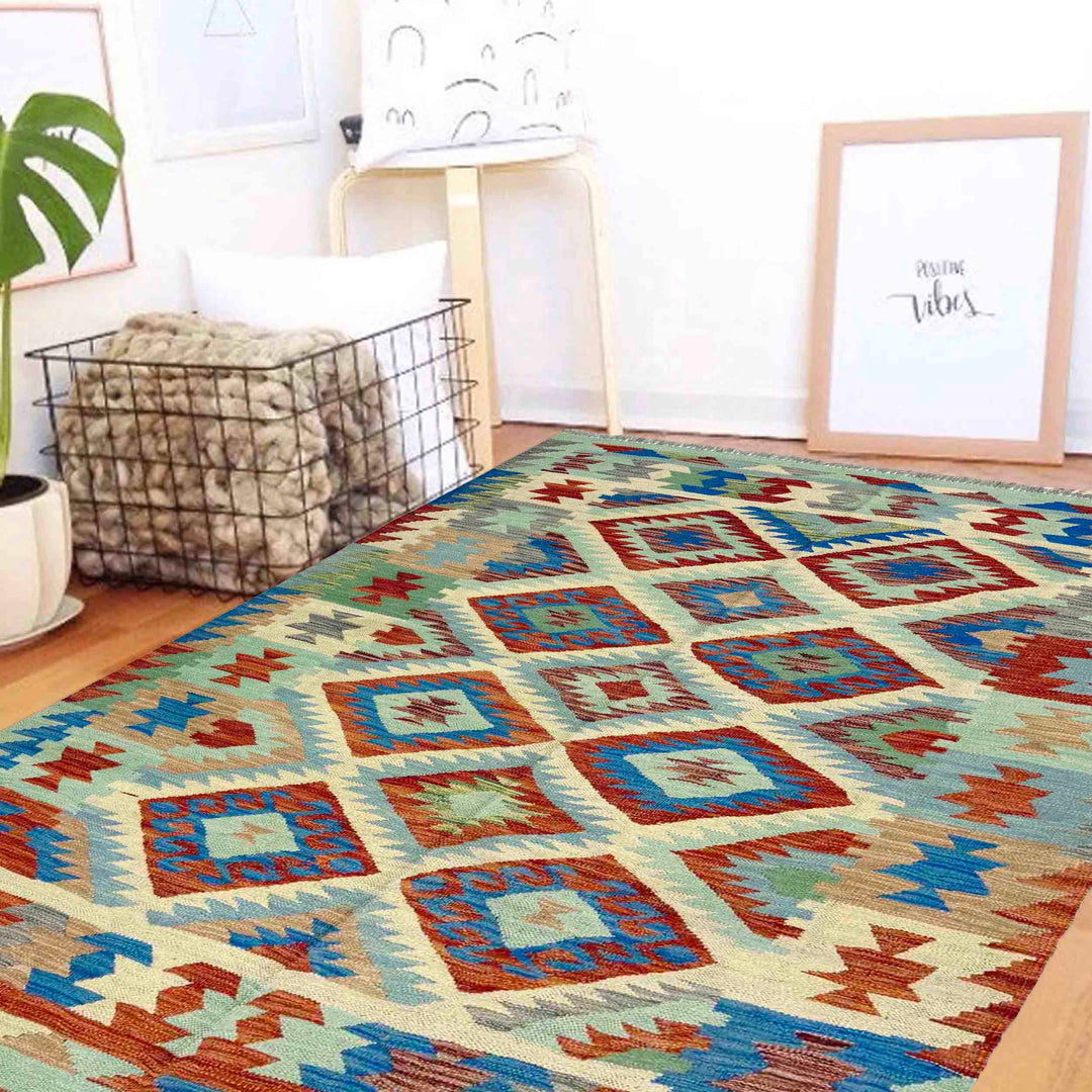 Hand Knotted Flatweave Kilim 4' 11" x 6' 5" - No. AL320921