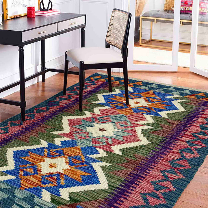 Handmade Afghan Vegetable Kilim 2' 5" x 3' 10" - No. AL174019