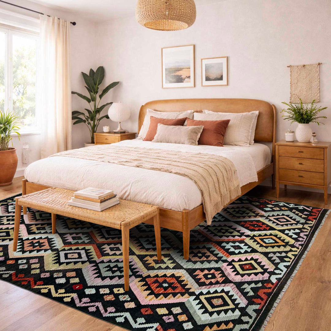 Hand Knotted Afghan Style Kilim 6' 5" x 9' 7" - No. AL992020