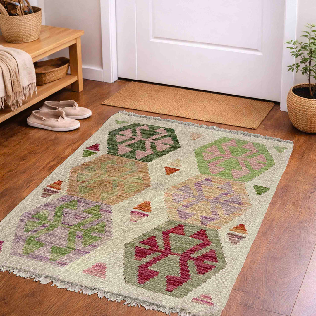 Handmade Afghan Vegetable Kilim 1' 11" x 2' 6" - No. AL112818