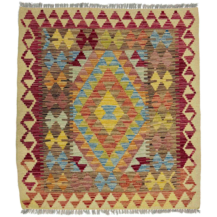 Hand Made Afghan Kilim 3' 5" x 3' 8" - No. AL701815