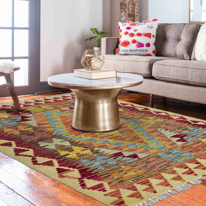 Hand Made Afghan Kilim 3' 5" x 3' 8" - No. AL701815