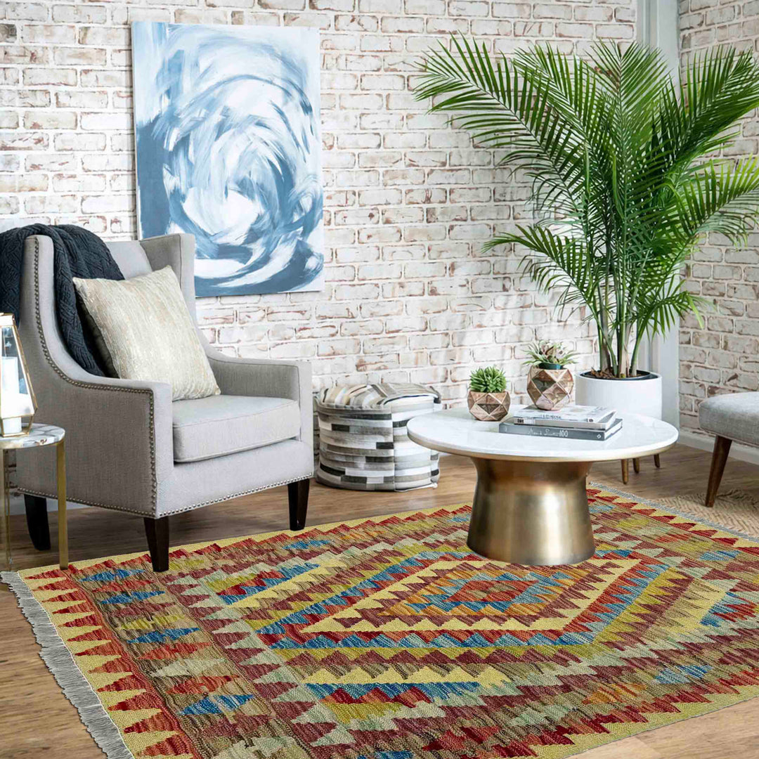 Handmade Vegetable Kilim 3' 3" x 3' 10" - No. AL820011