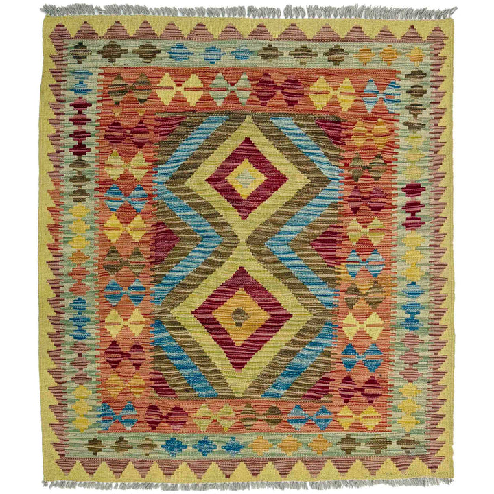 Handmade Vegetable Kelim 3' 5" x 4' 1" - No. AL938863