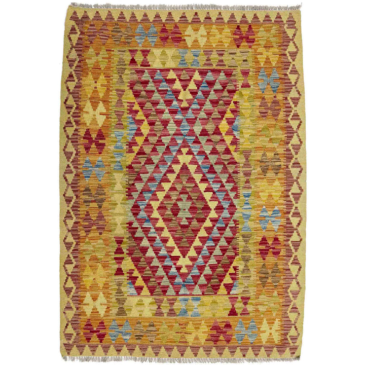 Hand Knotted Afghan Style Kilim 3' 6" x 5' 1" - No. AL195124