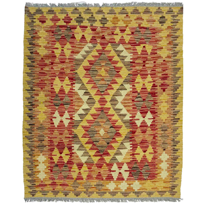 Hand Woven Wool Kelim 3' 7" x 4' 5" - No. AL116946