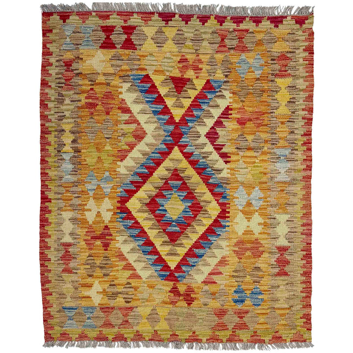 Handmade Turkish Design Wool Kilim 3' 7" x 4' 4" - No. AL668318