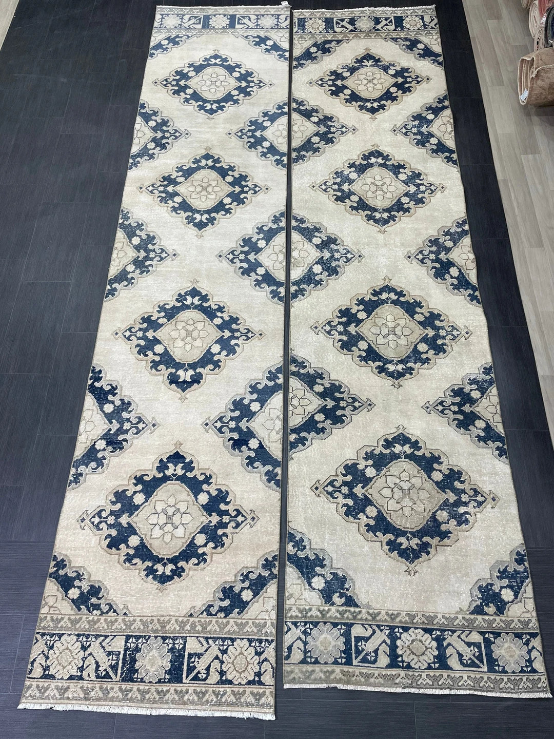 Navy Turkish Runner Rug 2' 10" x 12' 9" Hand-Knotted | No. WR10306