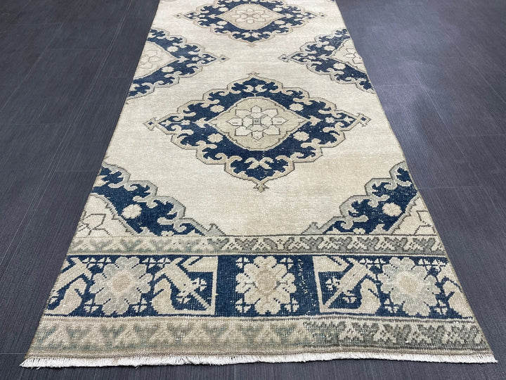 Navy Turkish Runner Rug 2' 10" x 12' 9" Hand-Knotted | No. WR10306