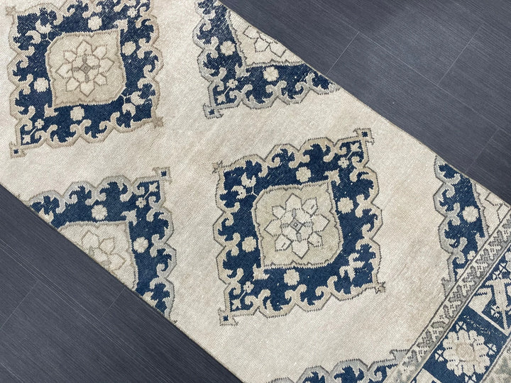 Navy Turkish Runner Rug 2' 10" x 12' 9" Hand-Knotted | No. WR10306