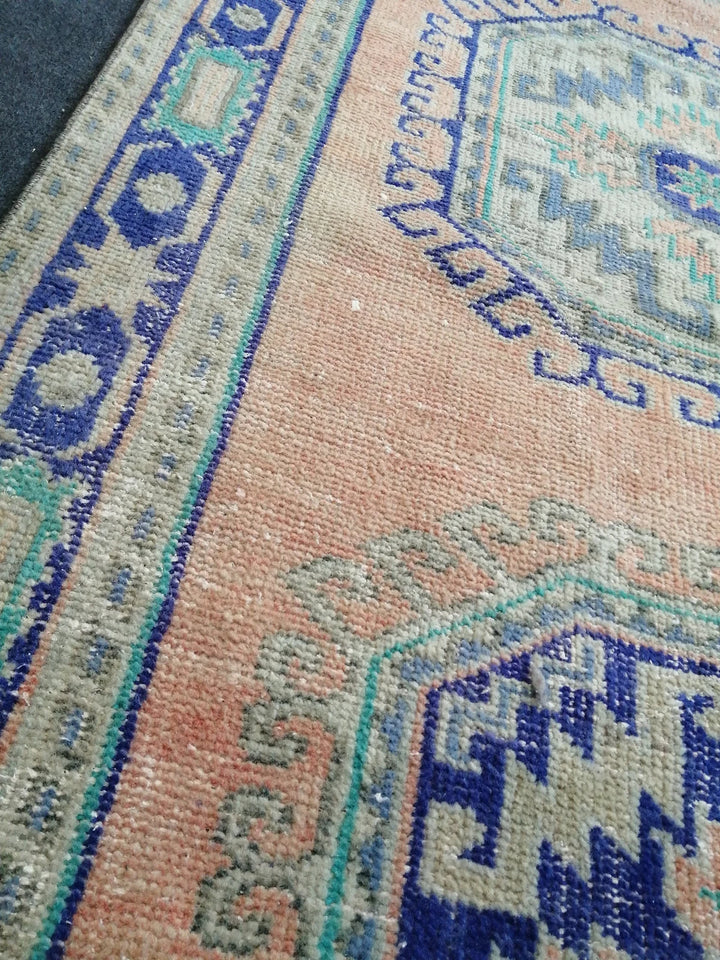 Blue Turkish Runner Rug 4' x 11' 10" Hand-Knotted | No. WR10622