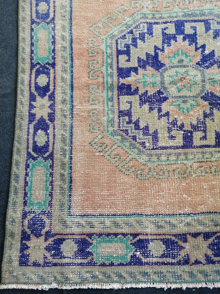 Blue Turkish Runner Rug 4' x 11' 10" Hand-Knotted | No. WR10622