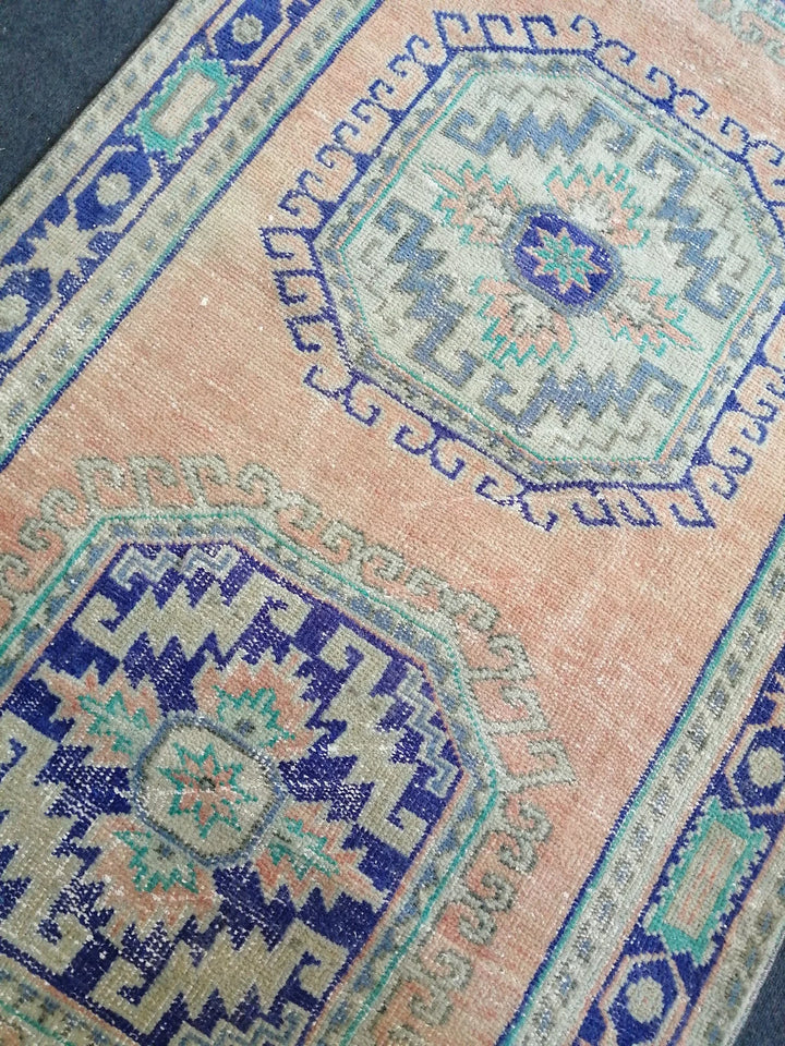 Blue Turkish Runner Rug 4' x 11' 10" Hand-Knotted | No. WR10622