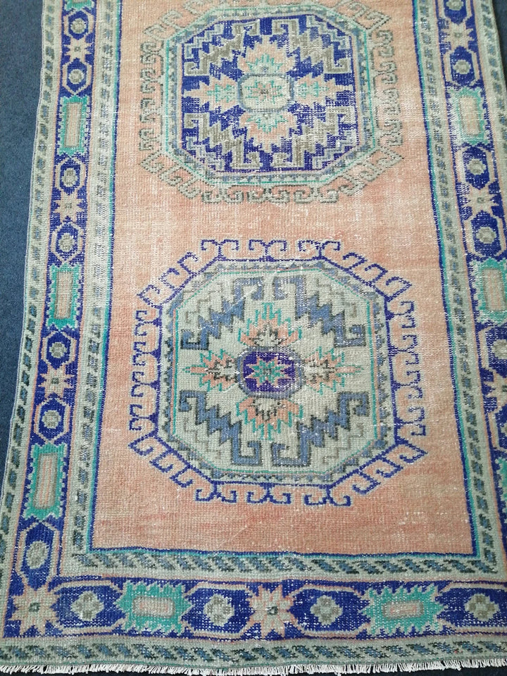 Blue Turkish Runner Rug 4' x 11' 10" Hand-Knotted | No. WR10622