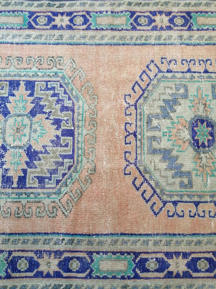 Blue Turkish Runner Rug 4' x 11' 10" Hand-Knotted | No. WR10622