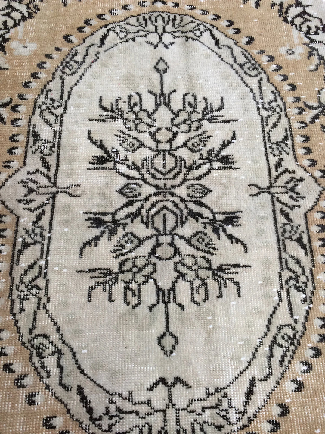 Beige Turkish Runner Rug 6' 5" x 9' 10" Hand-Knotted | No. WR10633