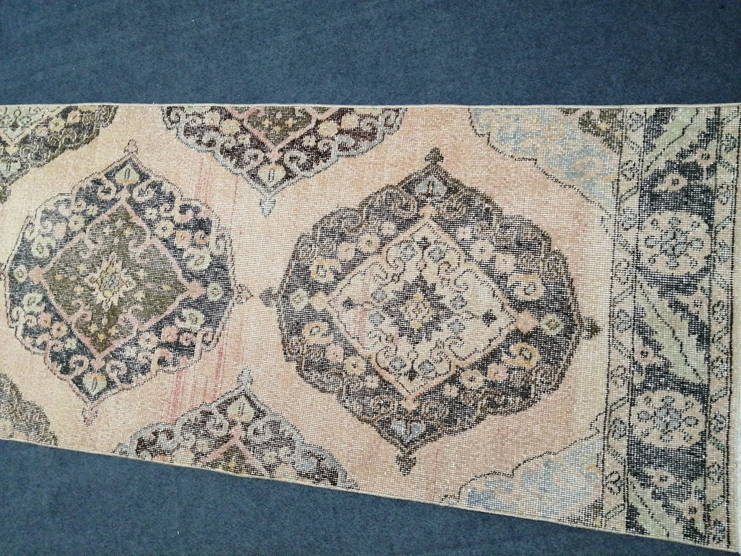 Beige Turkish Runner Rug 2' 7" x 13' Hand-Knotted | No. WR10684