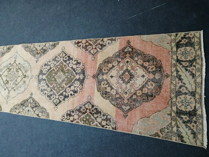Beige Turkish Runner Rug 2' 7" x 13' Hand-Knotted | No. WR10684