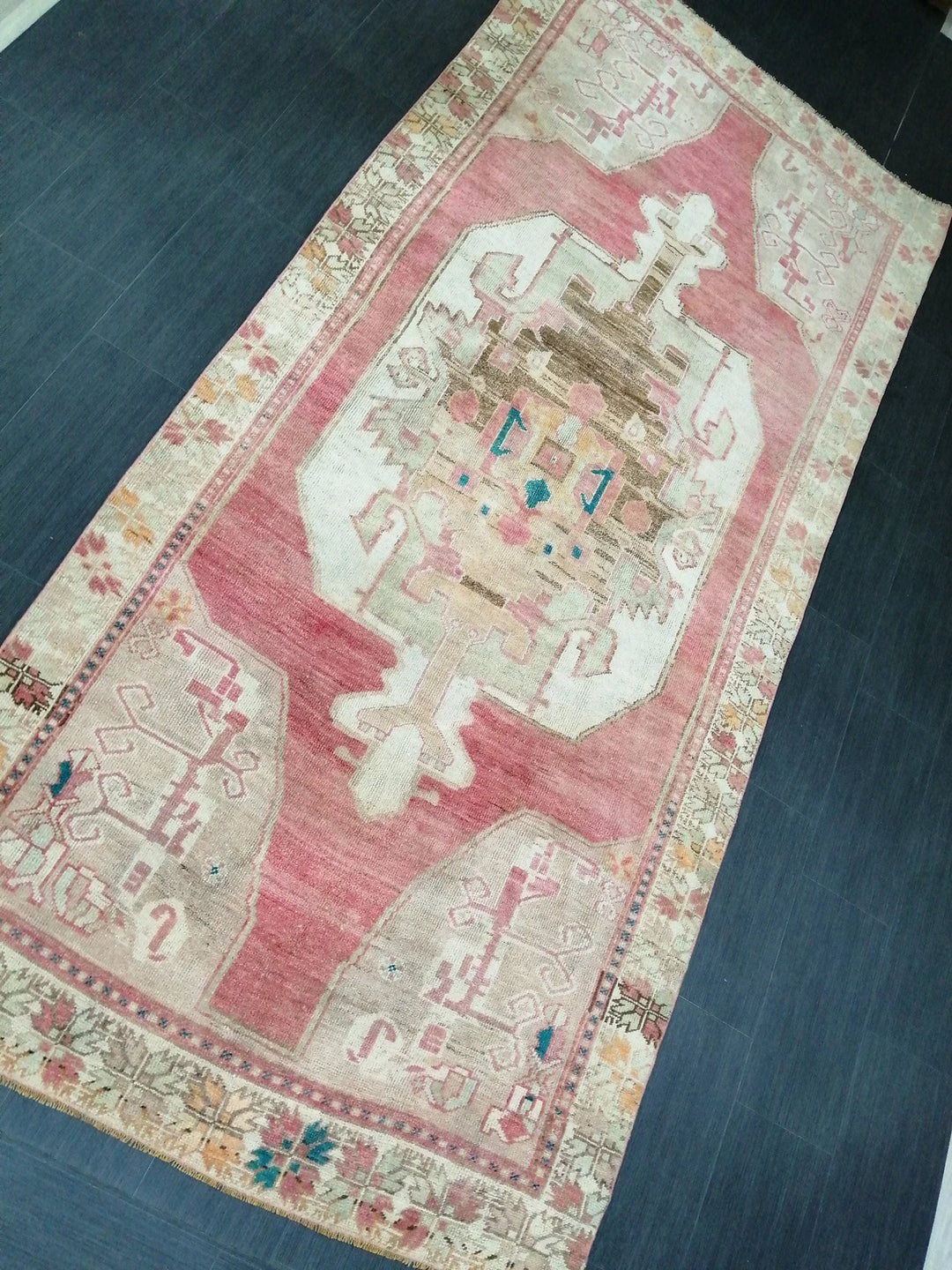 Beige Turkish Runner Rug 4' 9" x 10' 6" Hand-Knotted | No. WR10738