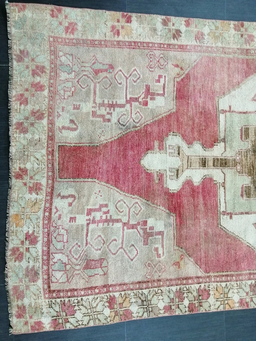 Beige Turkish Runner Rug 4' 9" x 10' 6" Hand-Knotted | No. WR10738