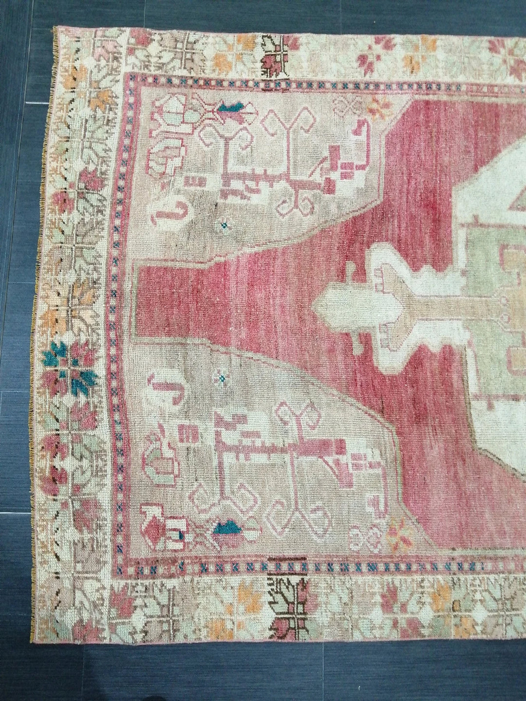 Beige Turkish Runner Rug 4' 9" x 10' 6" Hand-Knotted | No. WR10738