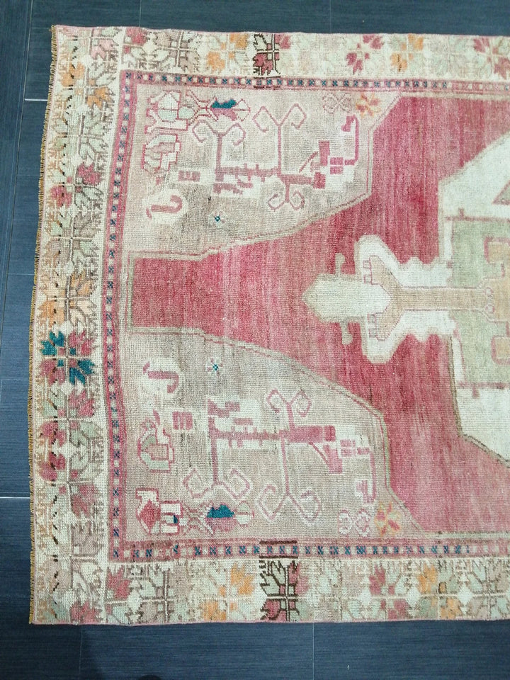 Beige Turkish Runner Rug 4' 9" x 10' 6" Hand-Knotted | No. WR10738