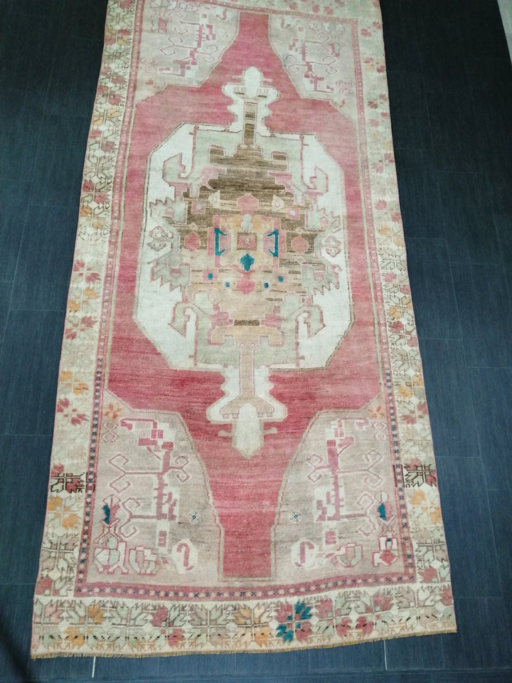 Beige Turkish Runner Rug 4' 9" x 10' 6" Hand-Knotted | No. WR10738