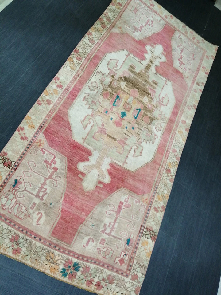 Beige Turkish Runner Rug 4' 9" x 10' 6" Hand-Knotted | No. WR10738