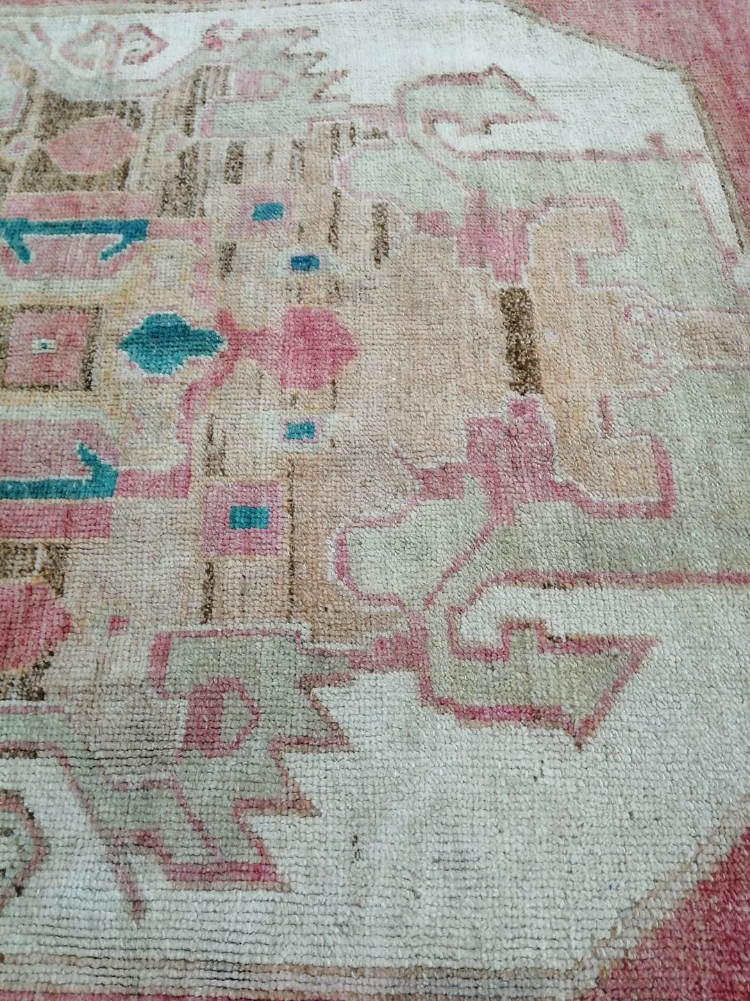 Beige Turkish Runner Rug 4' 9" x 10' 6" Hand-Knotted | No. WR10738