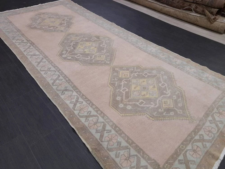 Tan Turkish Runner Rug 4' 9" x 11' 1" Hand-Knotted | No. WR10833