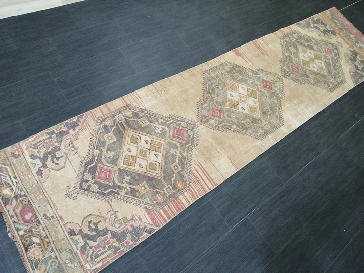 Tan Turkish Runner Rug 2' 7" x 11' 1" Hand-Knotted | No. WR10997