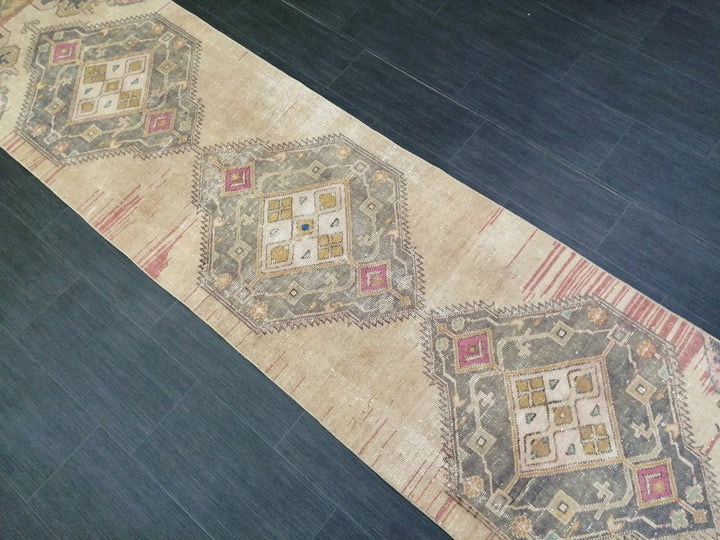 Tan Turkish Runner Rug 2' 7" x 11' 1" Hand-Knotted | No. WR10997