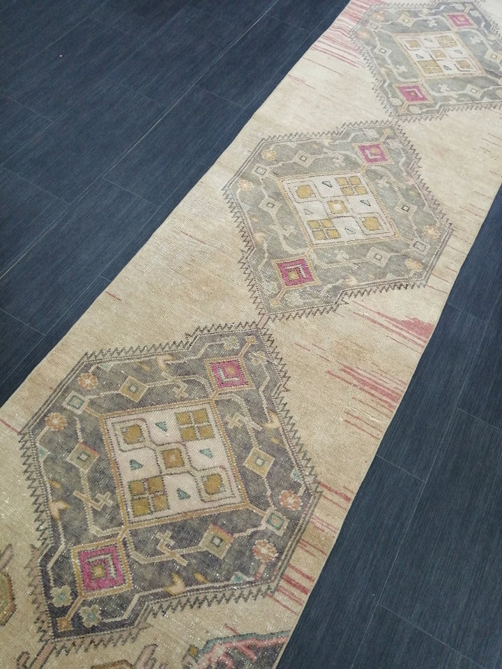 Tan Turkish Runner Rug 2' 7" x 11' 1" Hand-Knotted | No. WR10997