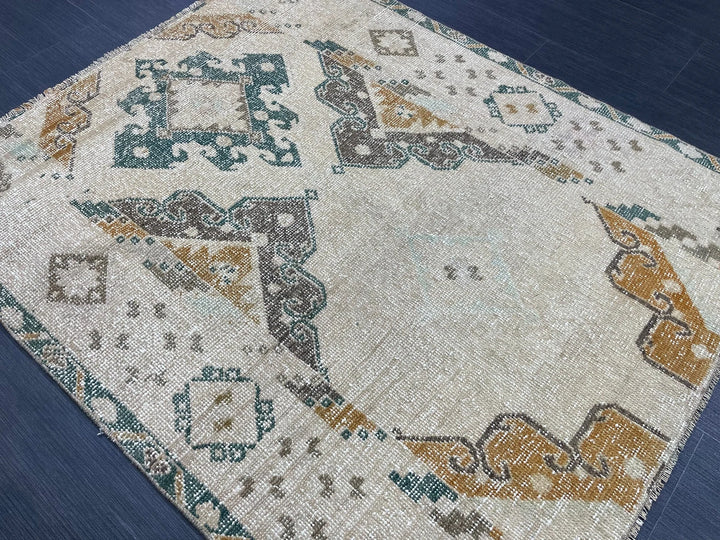 Rust Turkish Runner Rug 3' 7" x 4' 5" Hand-Knotted | No. WR11030
