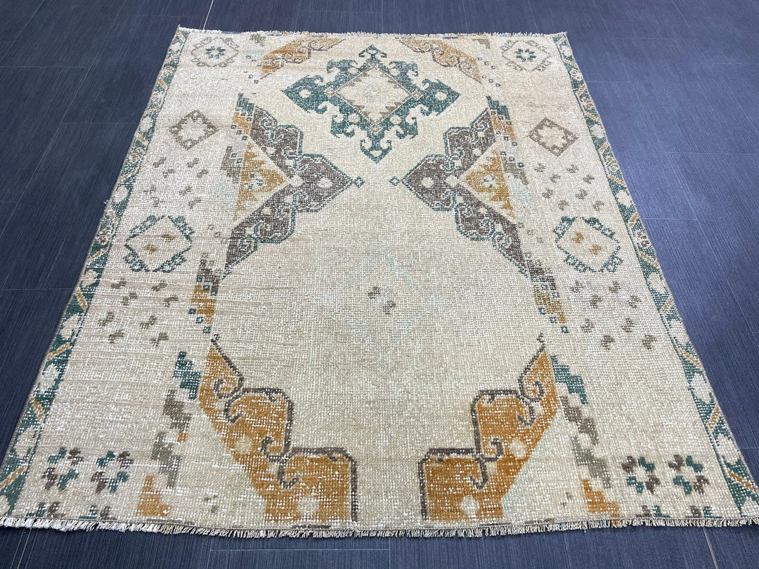 Rust Turkish Runner Rug 3' 7" x 4' 5" Hand-Knotted | No. WR11030