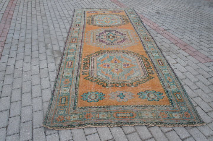 Rust Turkish Runner Rug 4' 8" x 11' 6" Hand-Knotted | No. WR11160