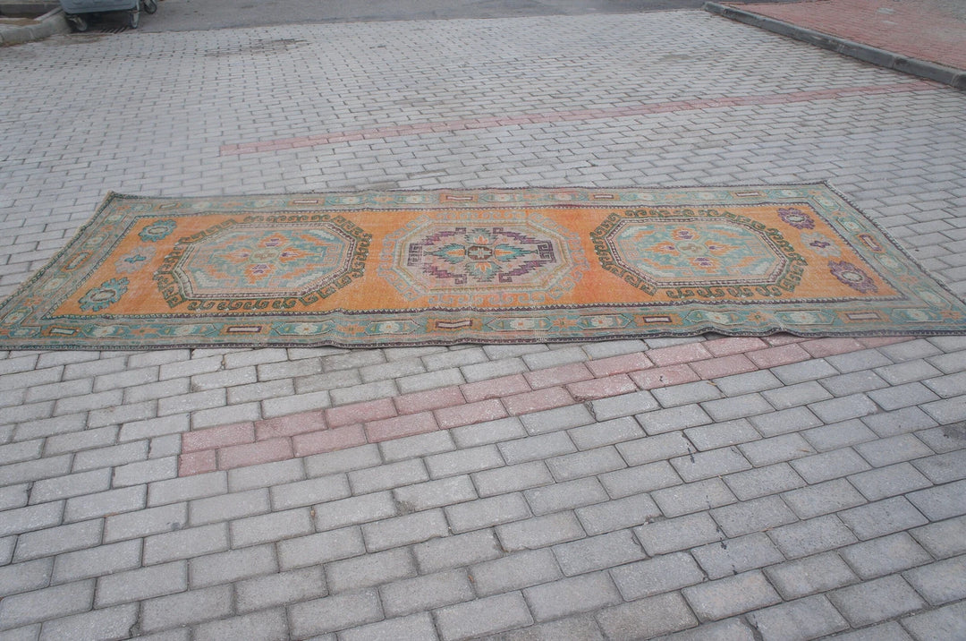 Rust Turkish Runner Rug 4' 8" x 11' 6" Hand-Knotted | No. WR11160