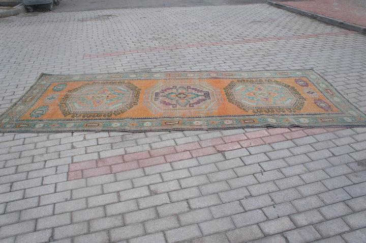 Rust Turkish Runner Rug 4' 8" x 11' 6" Hand-Knotted | No. WR11160
