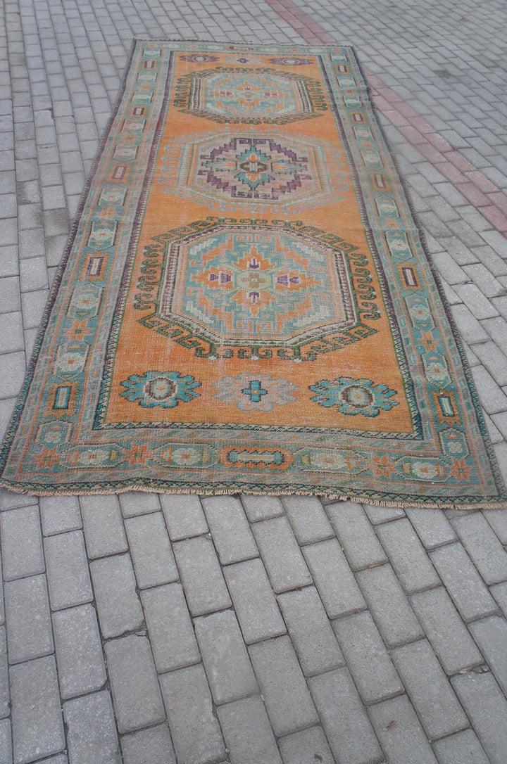 Rust Turkish Runner Rug 4' 8" x 11' 6" Hand-Knotted | No. WR11160