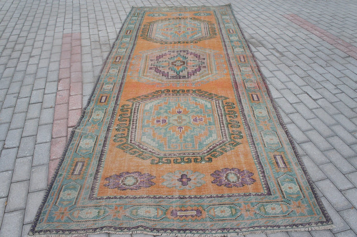 Rust Turkish Runner Rug 4' 8" x 11' 6" Hand-Knotted | No. WR11160