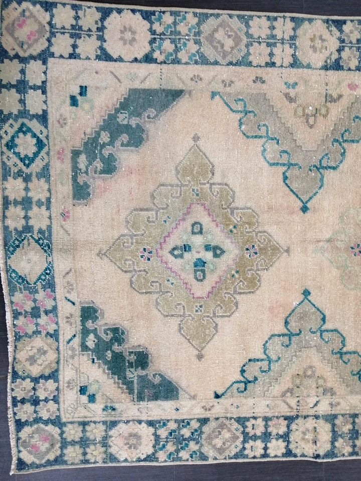 Beige Turkish Runner Rug 4' 9" x 12' 10" Hand-Knotted | No. WR11928