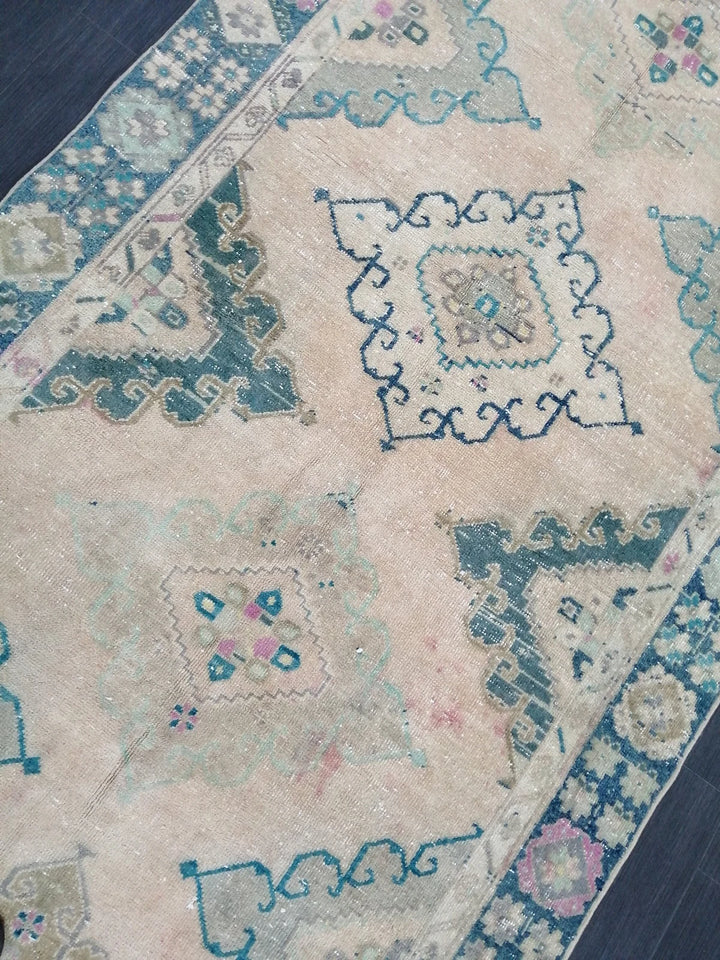 Beige Turkish Runner Rug 4' 9" x 12' 10" Hand-Knotted | No. WR11928