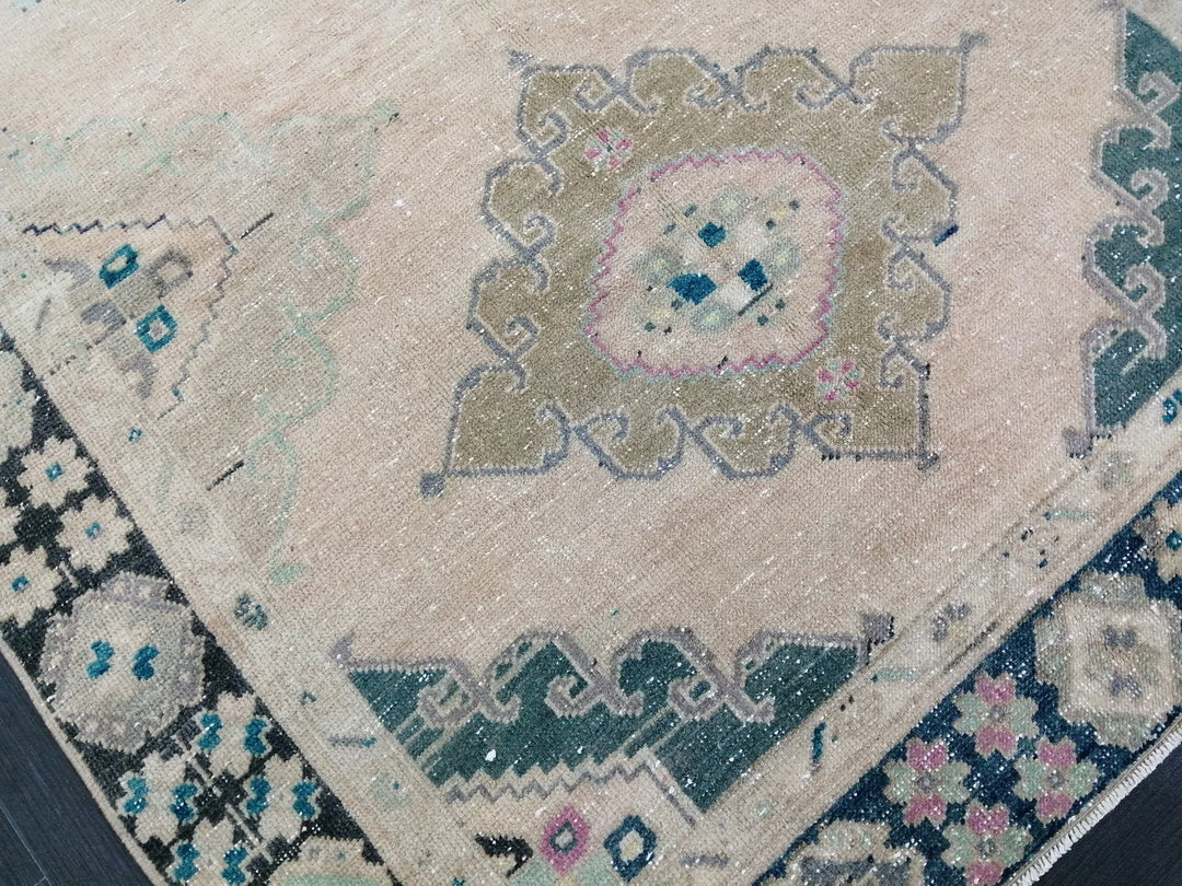 Beige Turkish Runner Rug 4' 9" x 12' 10" Hand-Knotted | No. WR11928