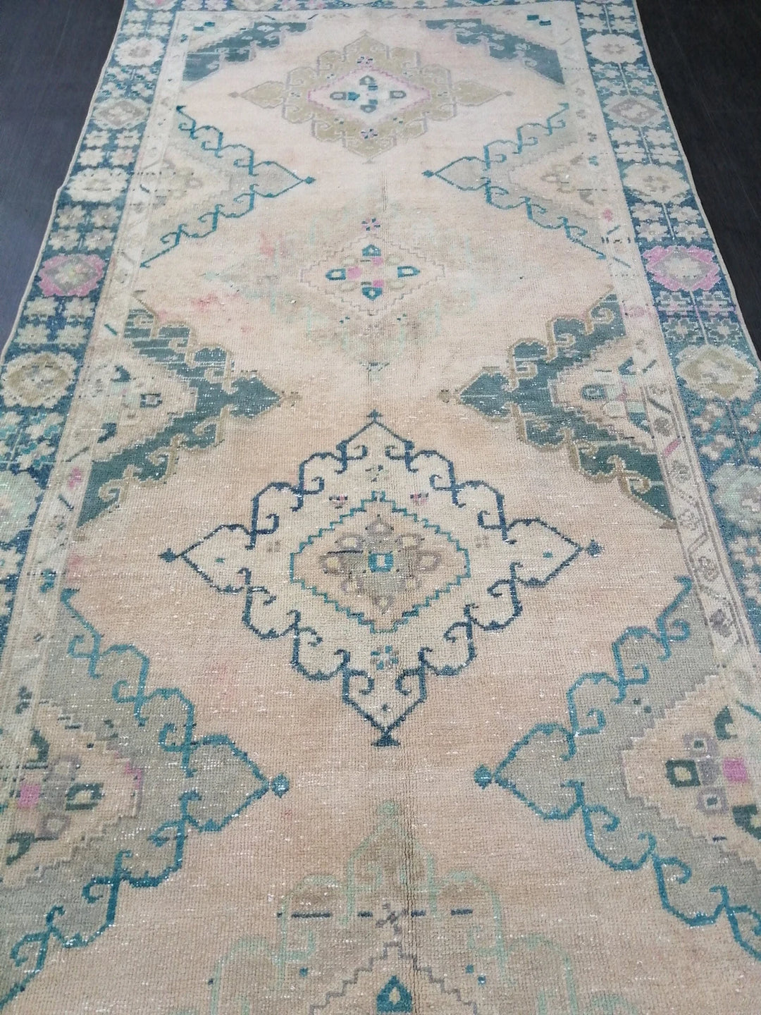 Beige Turkish Runner Rug 4' 9" x 12' 10" Hand-Knotted | No. WR11928