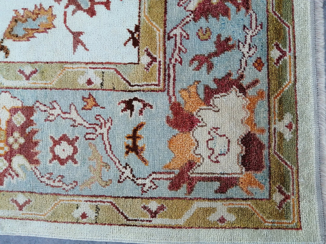 Beige Turkish Runner Rug 8' 10" x 12' 9" Hand-Knotted | No. WR11946