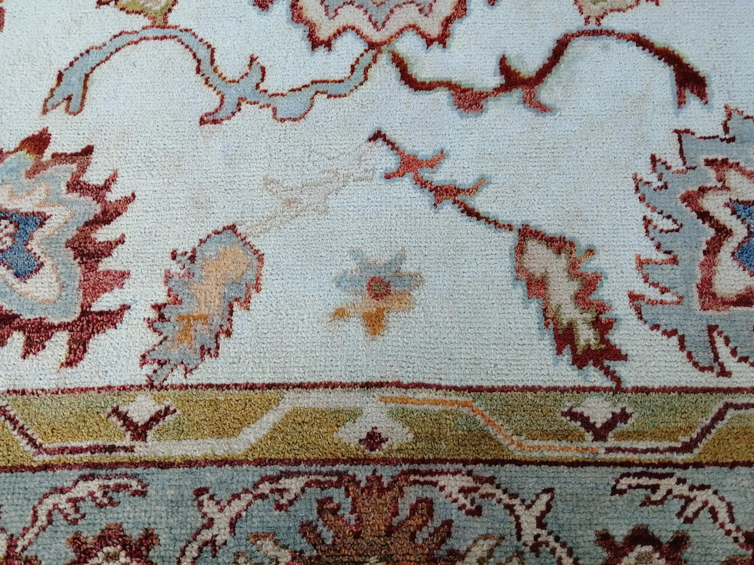 Beige Turkish Runner Rug 8' 10" x 12' 9" Hand-Knotted | No. WR11946