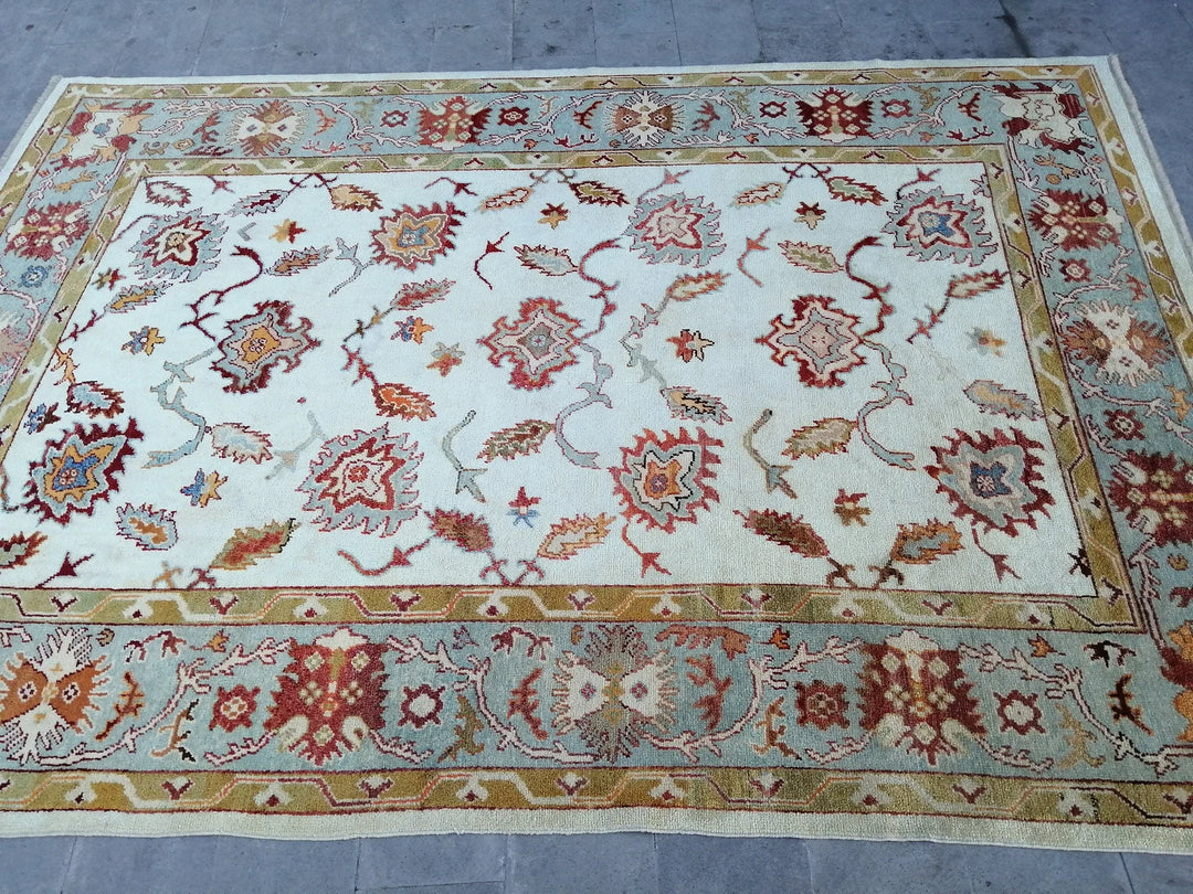 Beige Turkish Runner Rug 8' 10" x 12' 9" Hand-Knotted | No. WR11946